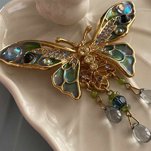 Kirks Folly Collectible Butterfly With Enamel AB Rhinestone Brooch - Picture 10 of 12